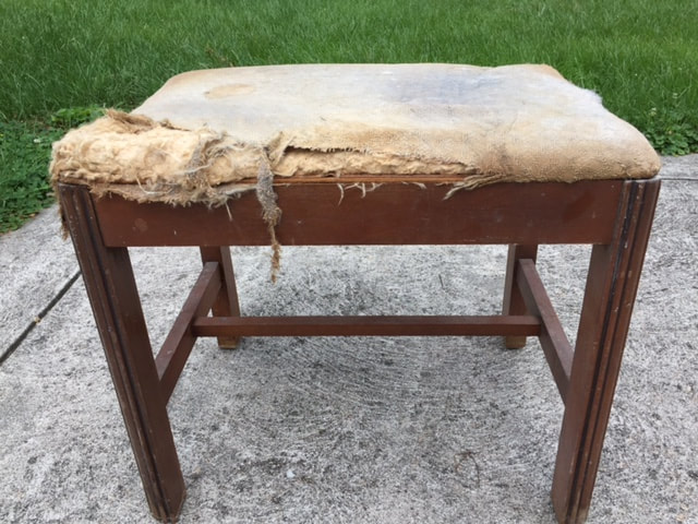 Thrifted vinatge foot stool in need of refurbishment.