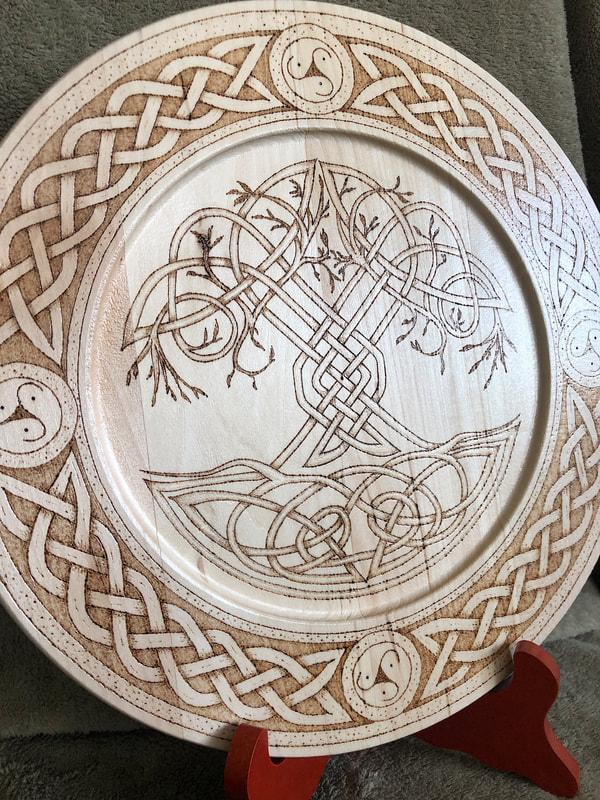 Celtic Tree of Life decorative plate with stand