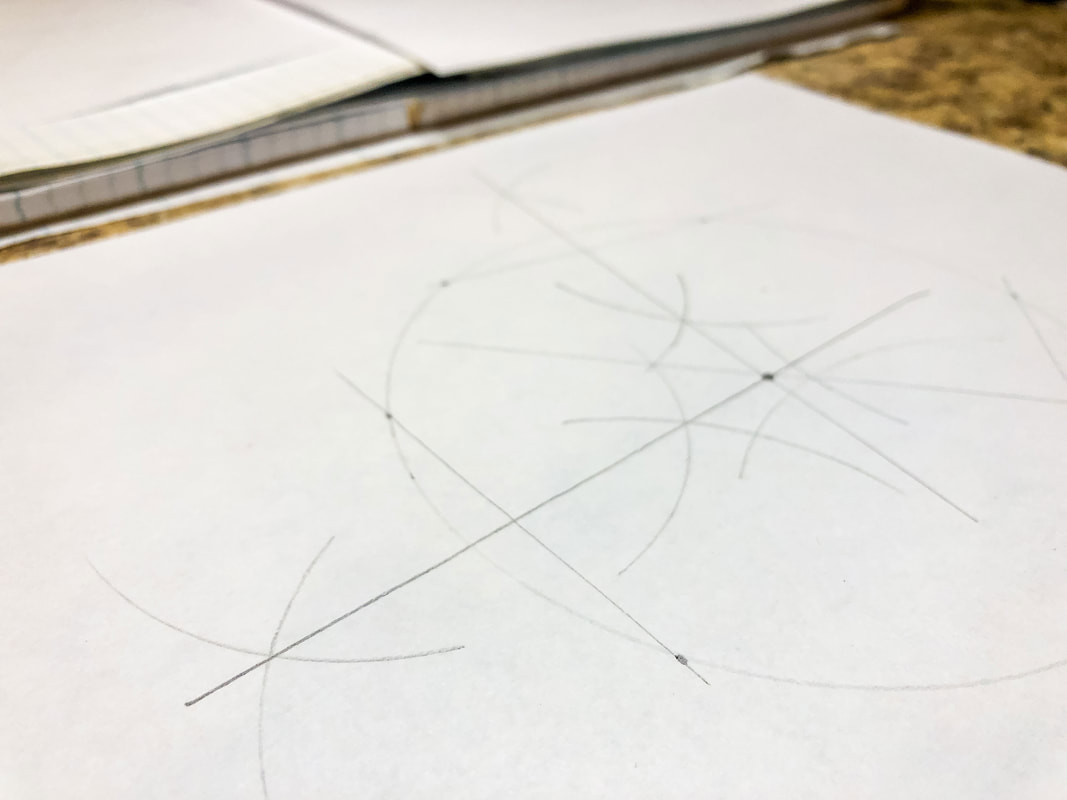 Finding the center of a circle.