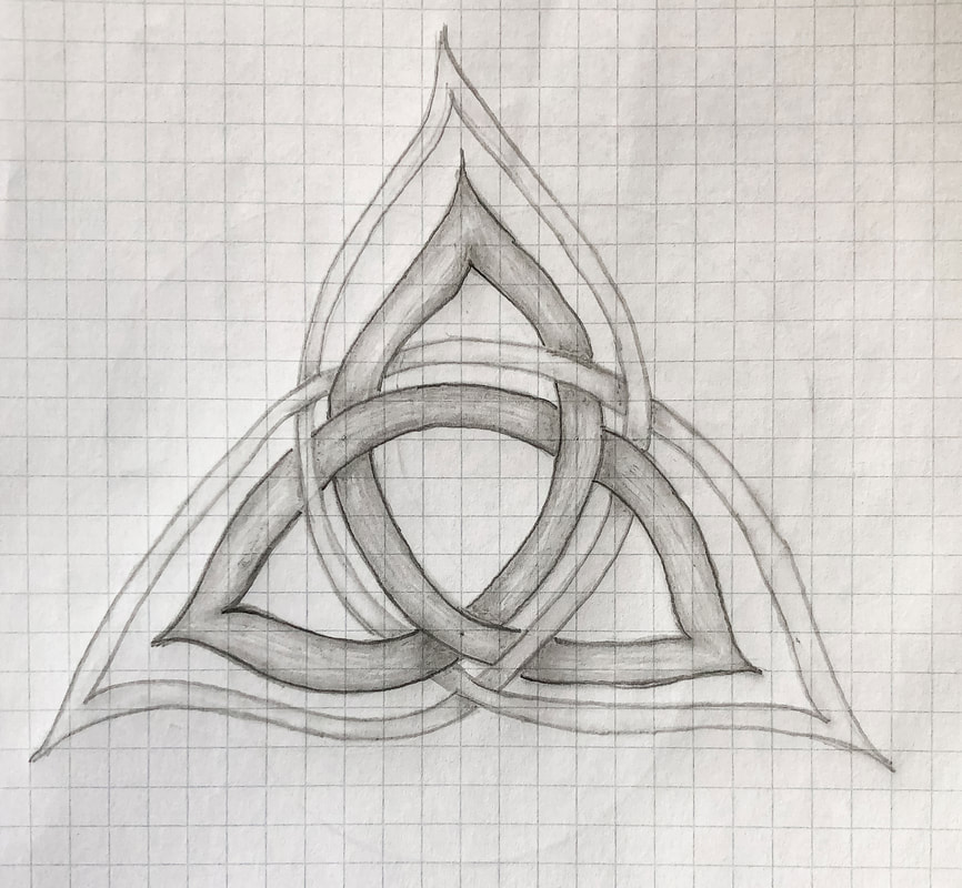 Interlaced double triquetra pencil drawing
