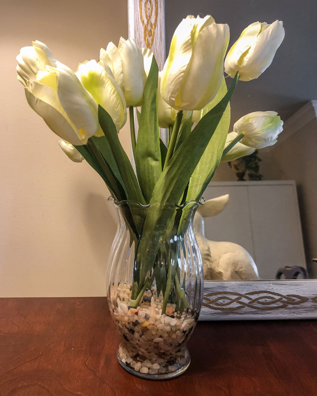 Faux tulip arrangement.