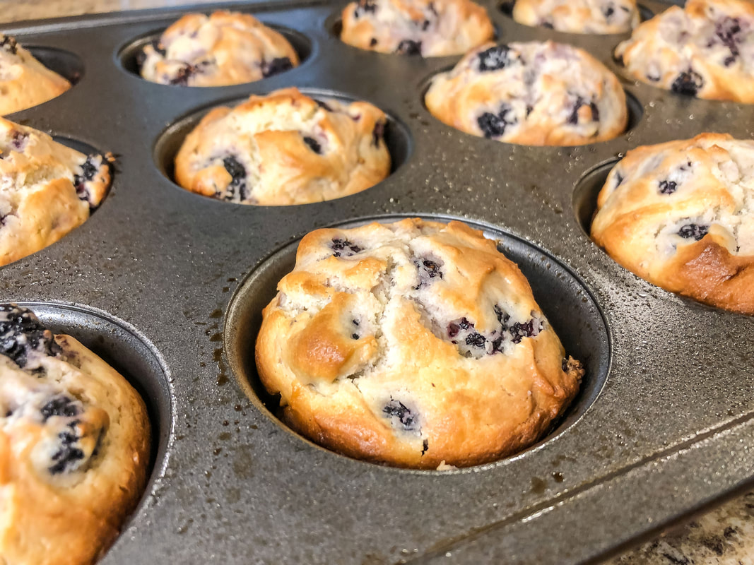 Mulberry muffins fresh from the oven.