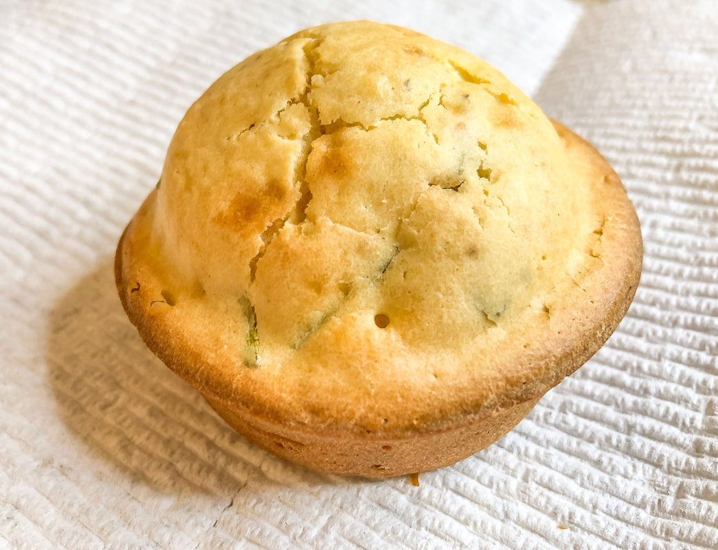 Freshly baked rosemary muffin.