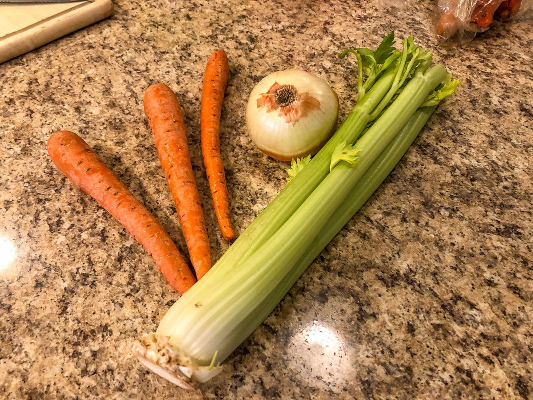 Carrots, celery, and onion.