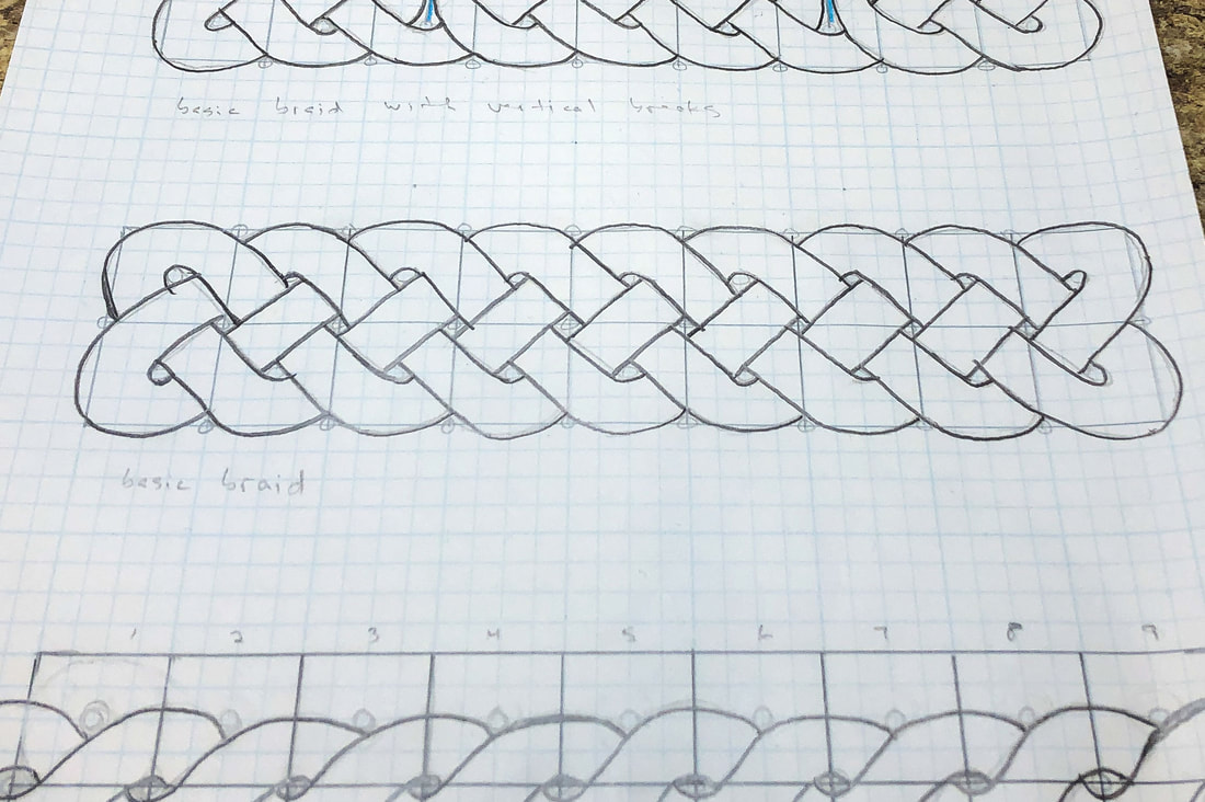 Grid paper with pencil drawn braid.