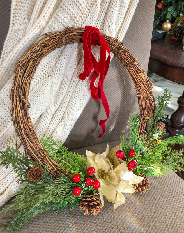Rustic DIY grapevine wreath for the holidays.