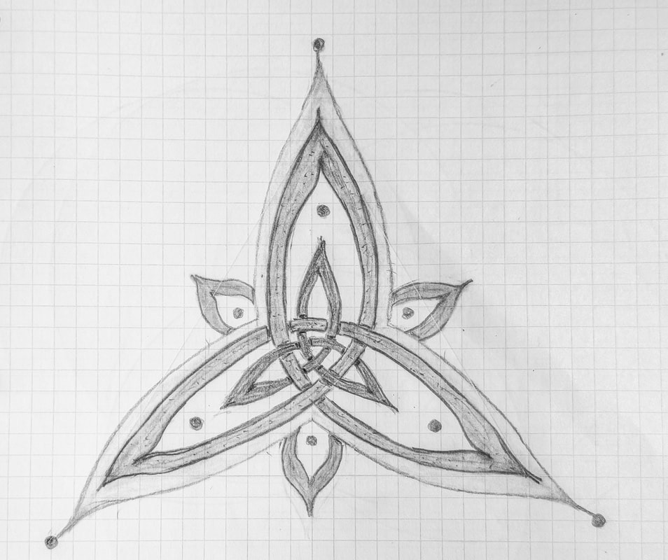 Triquetra sketch with added details and shading.