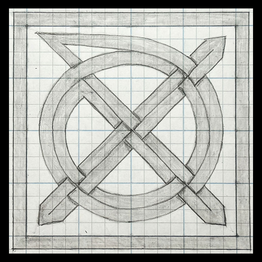 Drawing of a spiral knot on grid paper 