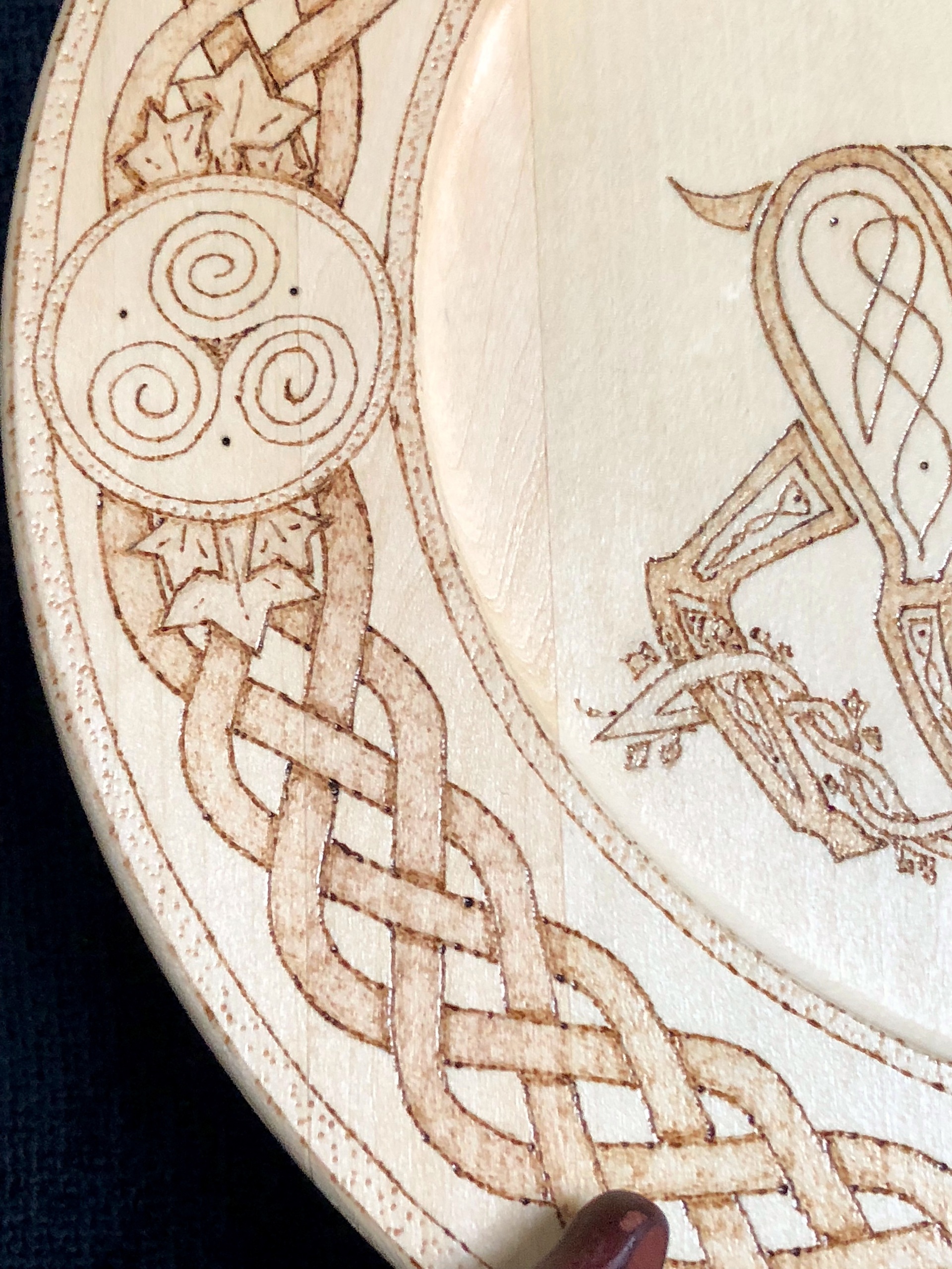 Celtic Stag Wood Burned Decorative Plate Celtic Knot Work Table Art